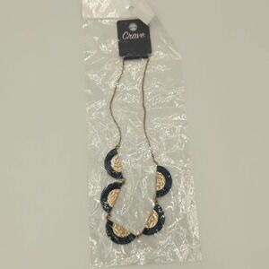 Crave Women Gold‎ Green Snakeskin Embossed Hammered Bib Statement Necklace
